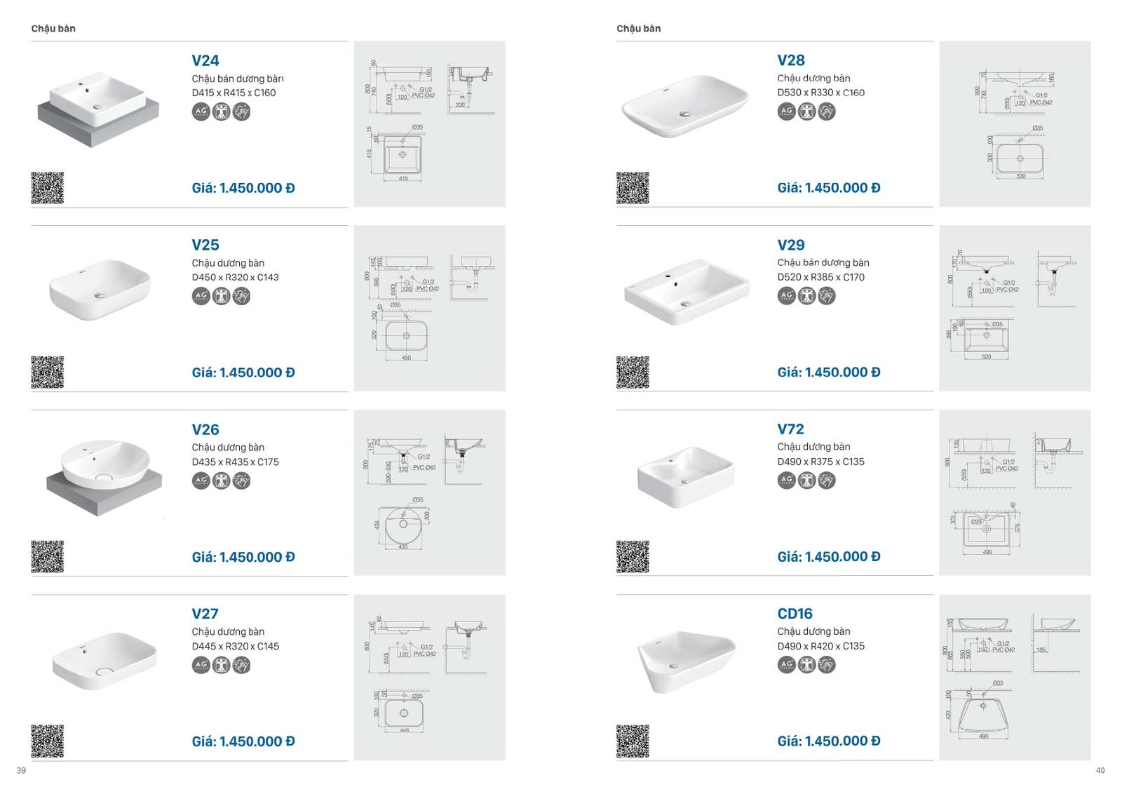 Catalogue và Bảng giá Thiết bị vệ sinh VIGLACERA mới nhất 2025 /Page 20